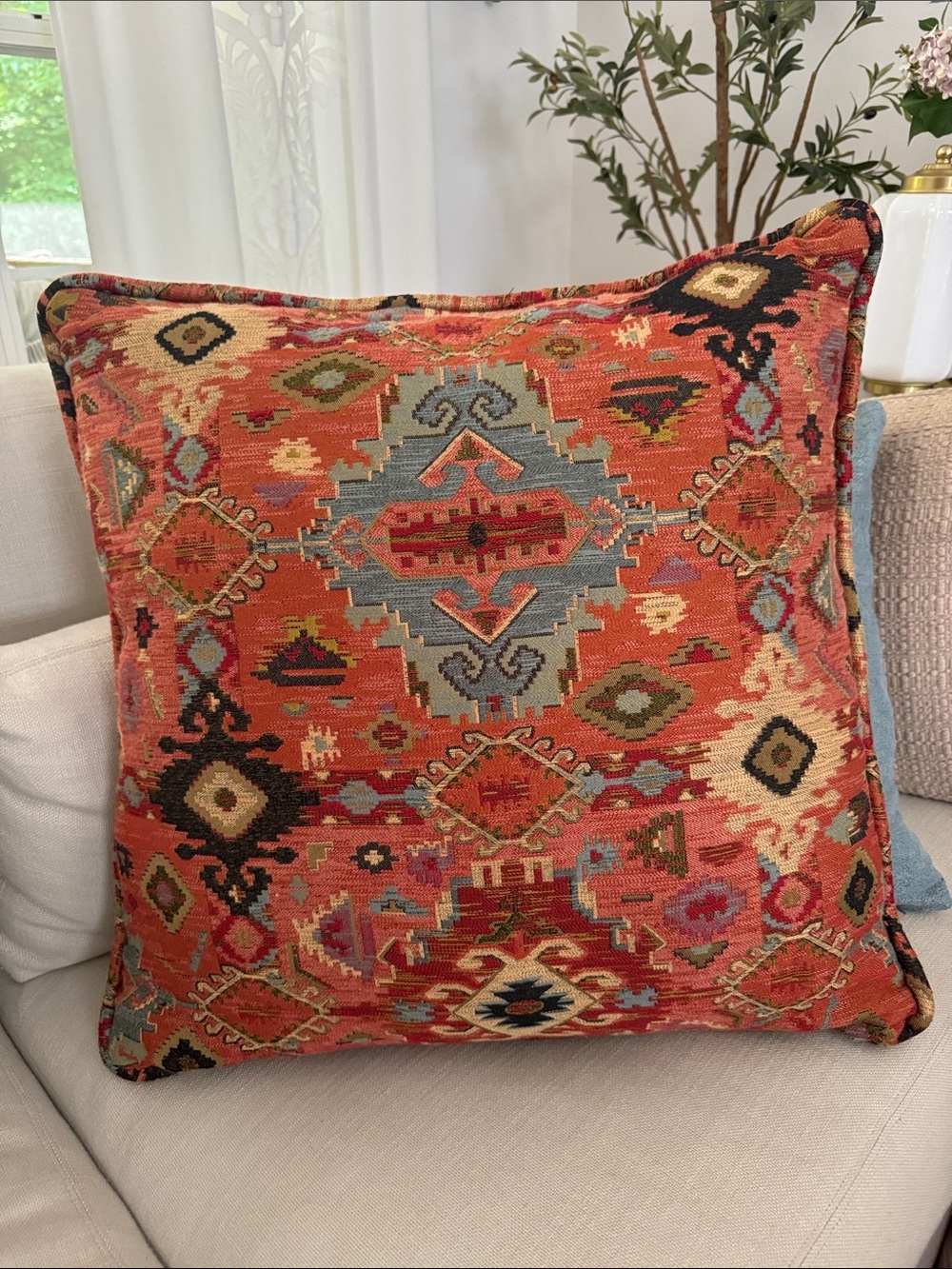 Single Antique Italian Decorative Square Textile Pillow,